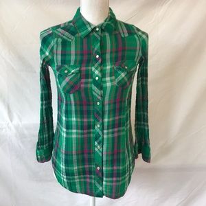 Old Navy Green Flannel Shirt